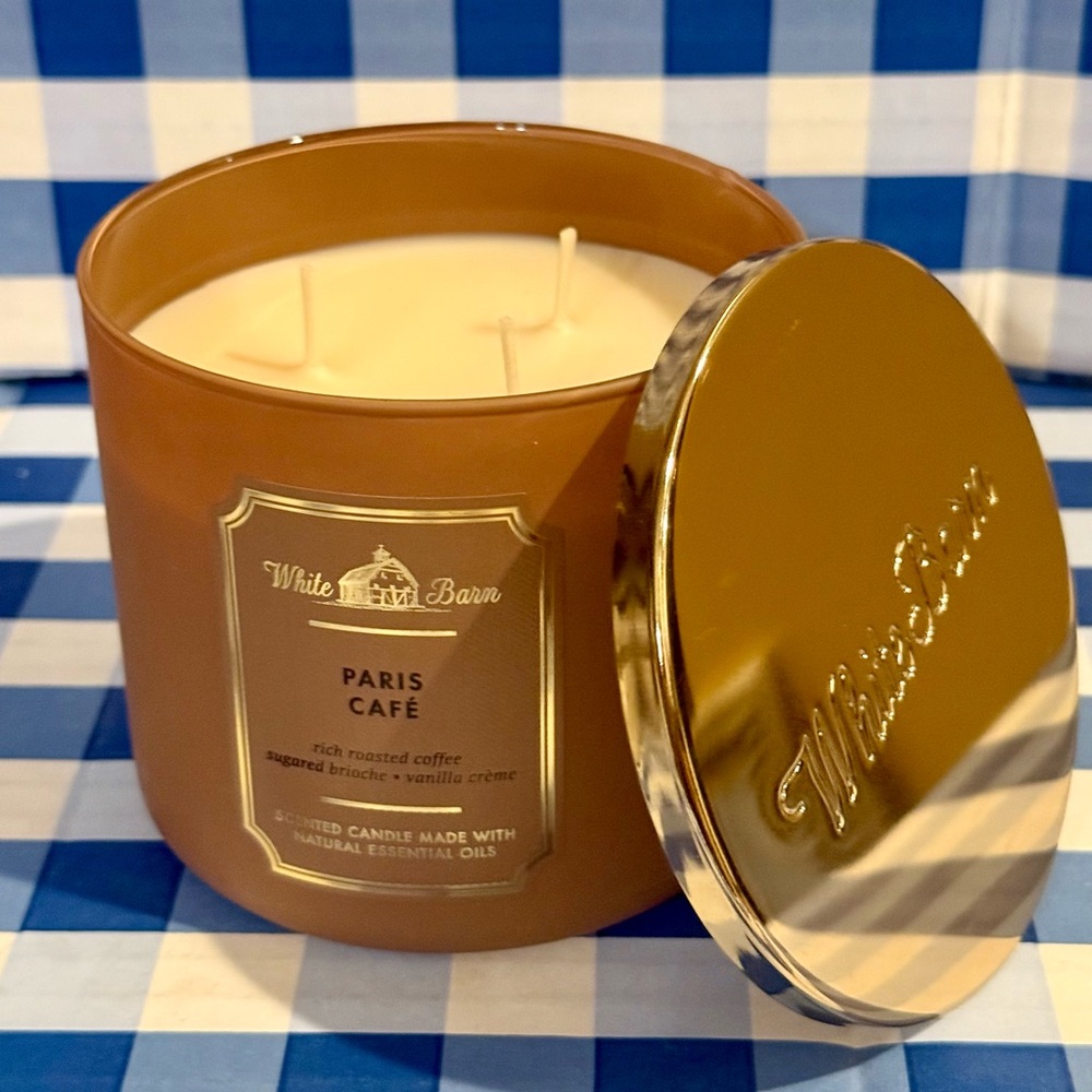 Paris Cafe Bath & Body Works NEW 3 WICK CANDLE White Barn discontinued
